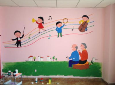 辦公室手繪墻裝修效果圖 金箔畫的奢華與創意